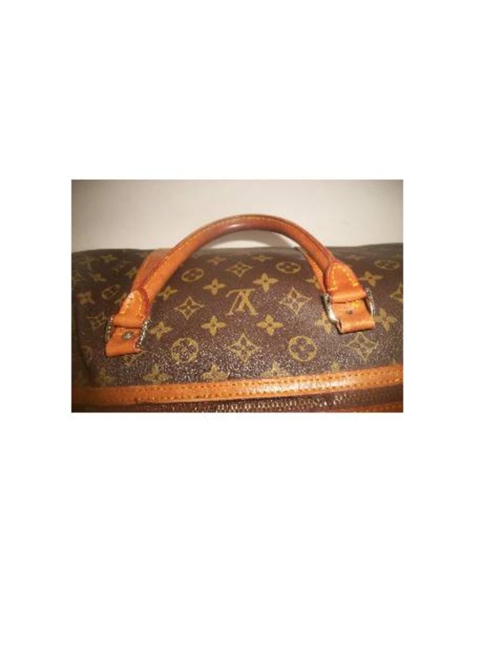 Large Top-Zip Vintage Hand-Held Monogram Duffel w Leather Trim & Handles NOT LV - Picture 5 of 16